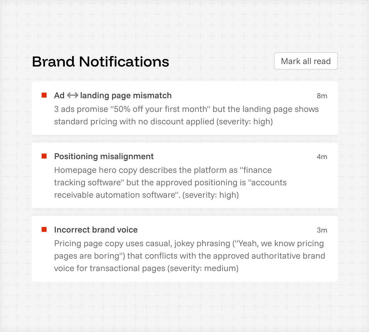 Ad creative with a compliance score and an uploaded brand messaging guide